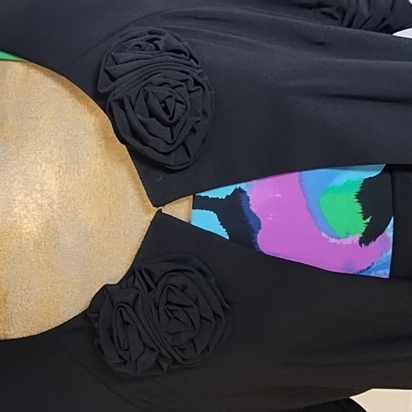 2 PC Perceptions NY Slinky Slip Over Tank Dress & Bolero Jacket  Rose Detail - Picture 2 of 12